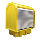 Goldenrod Hard Covered 2 Drum Bund Pallet With Lockable Roller Shutter Door