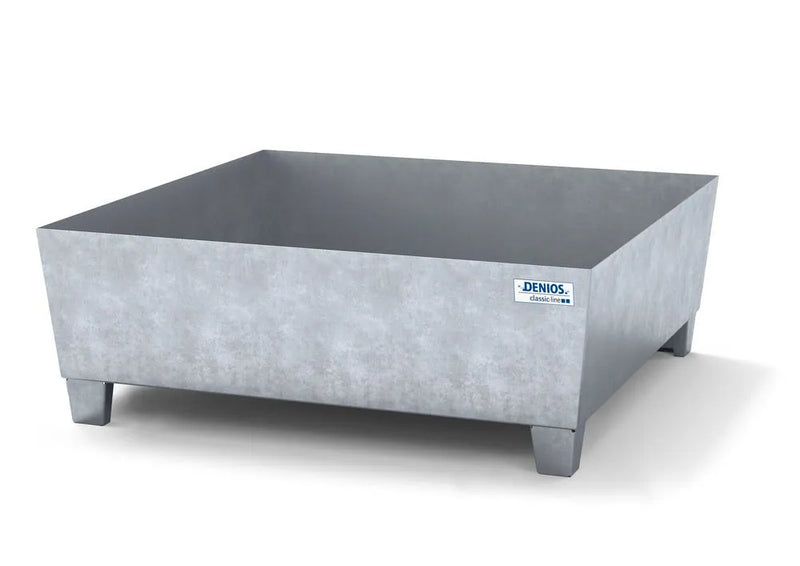 Gray Spill Pallet Classic-Line In Steel For 2 Drums, Galv., Accessible Underneath, No Grid