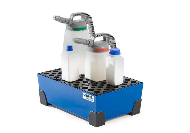 Steel Blue Spill Tray For Small Containers Classic-Line In Steel, Painted, With PE Grid, 30 Litre