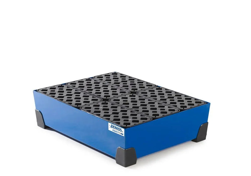 Steel Blue Spill Tray For Small Containers Classic-Line In Steel, Painted, With PE Grid, 65 Litre