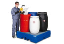Dark Slate Blue Spill Pallet Classic-Line In Polyethylene (PE) For 4 Drums, With Galvanised Grid