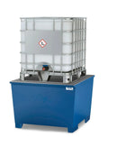 Dark Slate Blue Spill Pallet Classic-Line In Steel For 1 IBC, Painted, Grid