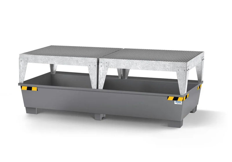 Dim Gray Spill Pallet Pro-Line In Steel For 2 IBCs, Painted, 2 Dispensing Platforms