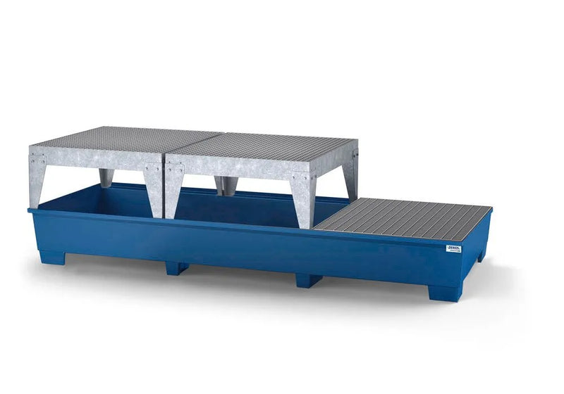 Dark Slate Gray Spill Pallet Classic-Line In Steel For 3 IBCs, Painted, 2 Dispensing Platforms and 1 Grid