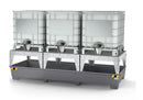 Light Gray Spill Pallet Pro-Line In Steel For 3 IBCs, Painted, 3 Dispensing Platforms
