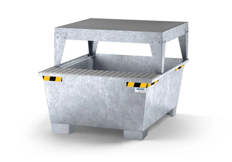 Gray Spill Pallet Pro-Line In Steel For 1 IBC, Galvanised, Dispensing Platform
