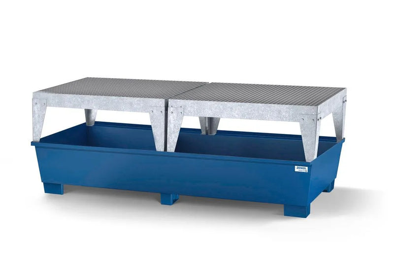 Light Gray Spill Pallet Classic-Line In Steel For 2 IBCs, Painted, 2 Dispensing Platforms