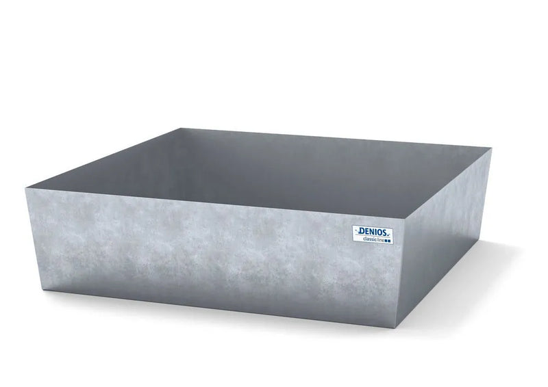 Gray Spill Pallet Classic-Line In Steel For 2 Drums, Galvanised, No Grid