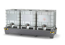 Gray Spill Pallet Pro-Line In Steel For 3 IBCs, Painted, 3 Grids