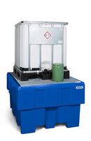 Dark Slate Blue Spill Pallet Classic-Line In Polyethylene (PE) For 1 IBC, With Galvanised Grid
