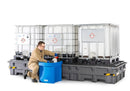 Light Gray Spill Pallet Pro-Line In Polyethylene (PE) For 3 IBCs, With PE Grid
