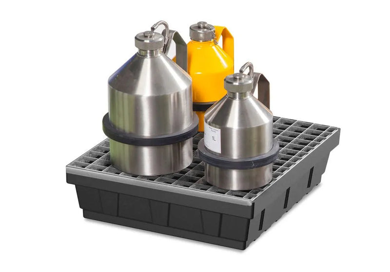 Dark Slate Gray Spill Tray For Small Containers Base-Line In Polyethylene (PE) With Galvanised Grid, 12 Litres