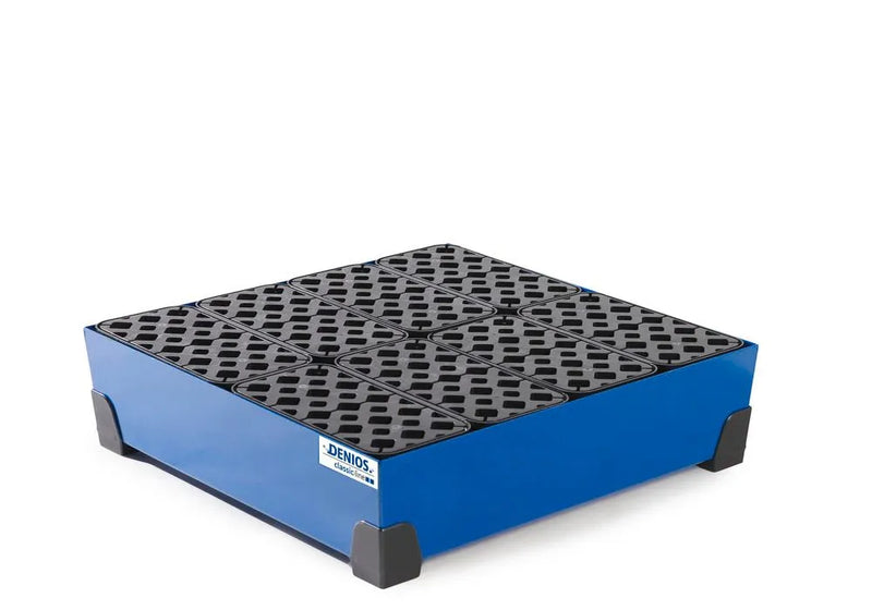 Steel Blue Spill Tray For Small Containers Classic-Line In Steel, Painted, With PE Grid, 90 Litre