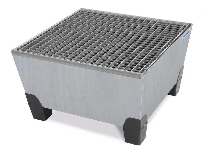 Dark Gray Spill Pallet Pro-Line In Steel For 1 Drum Galvanised Accessible Underneath With Grid