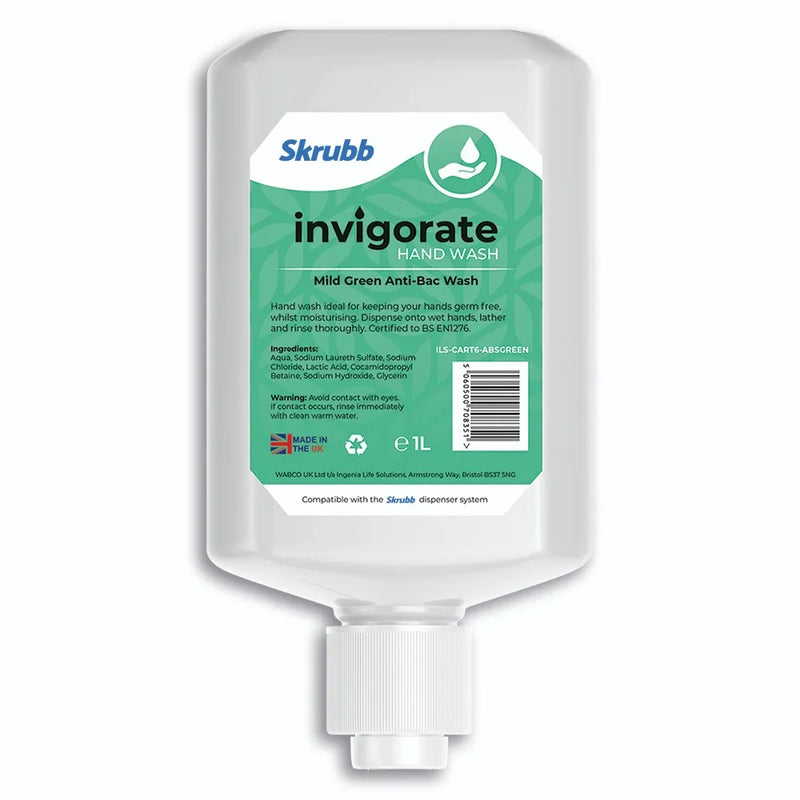 Skrubb Invigorate Mild Anti-Bacterial Hand Soap - 1 Litre Cartridge