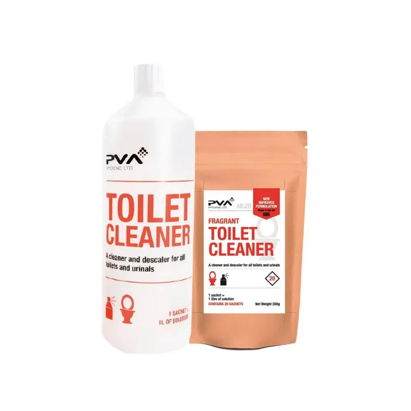 PVA Toilet Cleaner Starter Pack – 1no 1 Litre Bottle & 20no Sachet