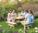 Premium Square Picnic Table with Natural Finish, Seats Eight, and 35mm Parasol Hole for Outdoor Use