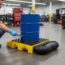 Premium Low Profile Spill Deck Bladder System for Safe Drum Storage with 291 Litres Sump Capacity and Forklift Pockets