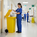 Premium 140 Litre Clinical Waste Bin - Hygienic, UV Resistant, Secure with Hazard Sticker