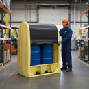 Premium Heavy Duty Spill Pallet for Two 205 Litre Drums - UV Stabilised Polyethylene with Padlockable Doors and Forklift Pockets