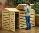 Premium Double Wheelie Bin Store - Natural Timber, Pressure Treated, Easy Access Design for Garden Storage