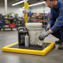 Premium Poly-Spill Pad with Removable Grate for Safe Storage of Chemicals and Liquids, 2'x2'x2' Dimensions, 9 Litre Sump Capacity