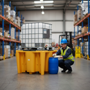 Premium Single IBC Spill Pallet with Grid - 1120L Sump Capacity, Tough Polyethylene Construction, Forklift Pockets