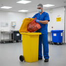 Premium 140 Litre Clinical Waste Bin - Hygienic, UV Resistant, Secure with Hazard Sticker