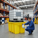 Premium Single IBC Spill Pallet with Dispenser - UV Stabilized, Heavy Duty, Chemical Resistant Design