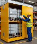 Premium Heavy Duty Dual Purpose Storage Unit for 4 x 1000 Litre IBCs or 16 x 205 Litre Drums with Leak Proof Sump and Lockable Doors