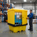 Premium Single IBC Hard Top Outdoor Spill Pallet with Double Hinged Doors and Secure Access for Chemical Storage