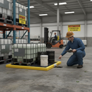 Premium Poly-Spill Pad with Removable Grate for Safe Storage of Chemicals and Liquids, 2'x2'x2' Dimensions, 9 Litre Sump Capacity