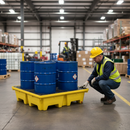 Professional Heavy Duty 4 Drum Spill Pallet with 4 Way Entry, UV Stabilised Polyethylene for Chemical Storage