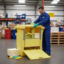 Premium 1200 Litre Chemical Spill Kit with Mobile Wheeled Container and Easy Access Drop Front for Industrial Spills