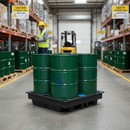 Premium Heavy Duty 4 Drum Spill Pallet for Outdoor Storage of 205 Litre Drums - Chemical Resistant and UV Stabilised