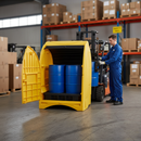 Premium Heavy Duty Four Drum Spill Pallet with Hardcover, Chemical Resistance, and Security Features for All Weather Use