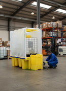 Premium Single IBC Spill Pallet with Frame and Cover - 1100 Litre Capacity, PVC Coated Nylon for Outdoor Use