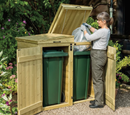 Premium Heavy Duty Apex Double Bin Store for 2 Wheelie Bins - Natural Timber Finish with Easy Access Design