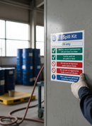 Premium Oil Only Spill Kit Sign - Self-Adhesive Vinyl with High Gloss Finish, 300mm x 250mm for Clear Communication