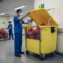 Premium 660 Litre Clinical Waste Bin with Drop Front and 4 Swivel Castors for Easy Maneuverability