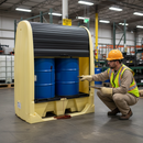 Premium Heavy Duty Spill Pallet for Two 205 Litre Drums - UV Stabilised Polyethylene with Padlockable Doors and Forklift Pockets