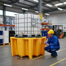 Premium Single IBC Spill Pallet with Grid - 1120L Sump Capacity, Tough Polyethylene Construction, Forklift Pockets