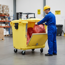 Premium 1100 Litre Clinical Waste Bin with Drop Front and 4 Wheels for Easy Maneuverability in Healthcare Settings