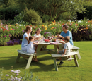Premium Round Picnic Table for Eight with Sturdy Construction and Parasol Hole - Ideal for Heavy Use in Public Spaces