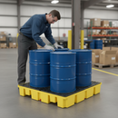 Premium Low Profile Spill Pallet for Four 205 Litre Drums - UV Stabilised Polyethylene, Compliant with Oil Storage Regulations