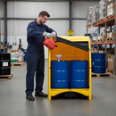 Professional Heavy Duty 2 Drum Hardcover Spill Pallet with Lockable Roller Shutter for Secure Oil and Chemical Storage