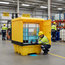 Premium Single IBC Hard Top Outdoor Spill Pallet with Double Hinged Doors and Secure Access for Chemical Storage