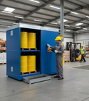 Heavy Duty Dual Purpose Storage Unit for 16 x 205 Litre Drums or 4 x 1000 Litre IBCs with Leak Proof Sump and Steel Construction