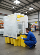 Premium Single IBC Spill Pallet with Frame and Cover - 1100 Litre Capacity, PVC Coated Nylon for Outdoor Use