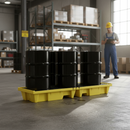 Premium Heavy Duty Inline Spill Pallet for 4 x 205 Litre Drums with 250 Litre Sump Capacity and Removable Grid